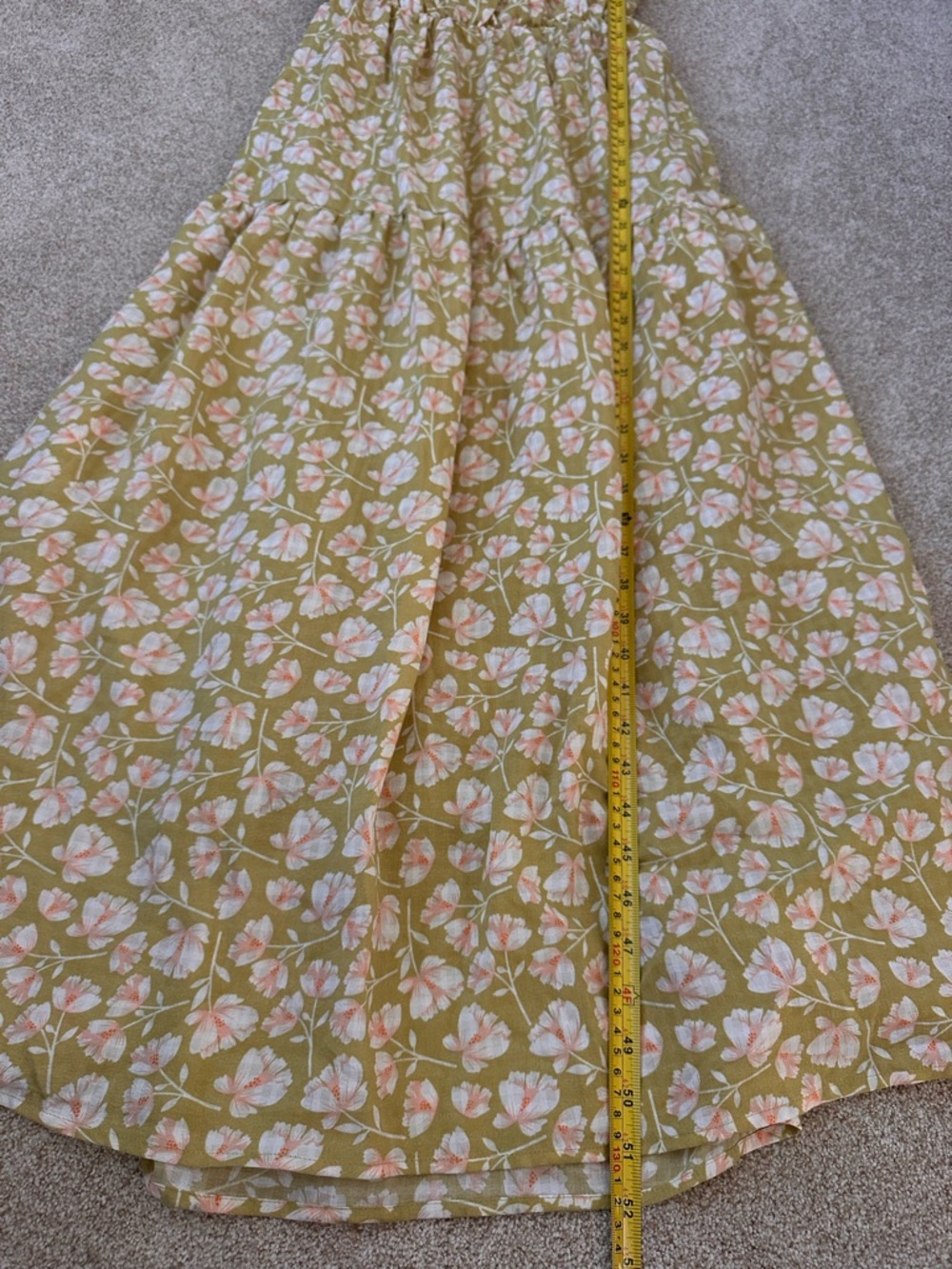 ASTR The Label Floral Midi Dress Green Pink Puff Sleeve Tie Back Size Large - Picture 11 of 14